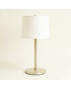 Oak Bridge Table Lamp With A Plain Fabric Shade - Ivory (synthetic illustration; no displayed measurements)