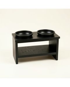 Fern Bridge Pet Feeding Stand With Two Plain Empty Bowls - Black (synthetic illustration; no displayed measurements)
