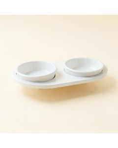 Stone Canyon Pet Feeding Stand With Two Plain Empty Bowls - White (synthetic illustration; no displayed measurements)