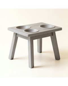 Birch Bluff Pet Feeding Stand With Two Plain Empty Bowls - Gray (synthetic illustration; no displayed measurements)