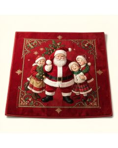 Holiday Christmas Santa Claus With Friends Power Loom Red Rug (synthetic illustration; no displayed measurements)