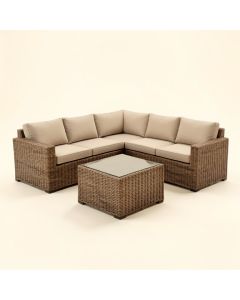 Heinrich Outdoor Patio 8 Piece Rattan Sectional Seating Group With Cushions (synthetic illustration; no displayed measurements)