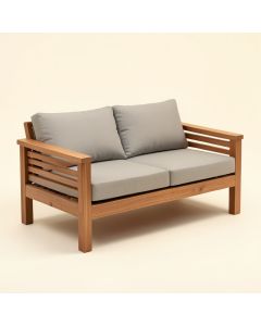 Hamilton Teak Patio Sofa With Cushions (synthetic illustration; no displayed measurements)