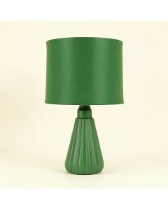 Cedar Arc Table Lamp With A Plain Fabric Shade (synthetic illustration; no displayed measurements)