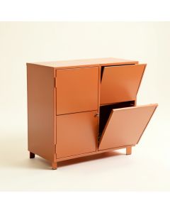 Slate Brook Freestanding Pull-Out Hamper Cabinet - Terracotta (synthetic illustration; no displayed measurements)