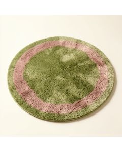 Round Shag Green/Pink Area Rug (synthetic illustration; no displayed measurements)