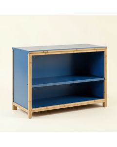 Juniper Branch Low Bookcase - Blue (synthetic illustration; no displayed measurements)
