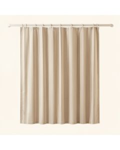 Oak Crest Shower Curtain Hanging Flat From A Plain Rod - Beige (synthetic illustration; no displayed measurements)