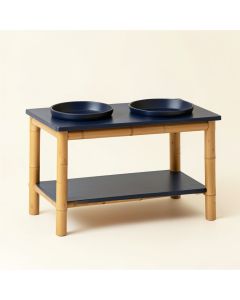 Field Bridge Pet Feeding Stand With Two Plain Empty Bowls - Navy (synthetic illustration; no displayed measurements)