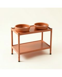 Aspen Branch Pet Feeding Stand With Two Plain Empty Bowls - Terracotta (synthetic illustration; no displayed measurements)
