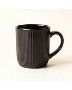 Wren Crest Ceramic Mug - Black (synthetic illustration; no displayed measurements)