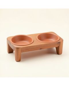 Vale Brook Pet Feeding Stand With Two Plain Empty Bowls - Terracotta (synthetic illustration; no displayed measurements)