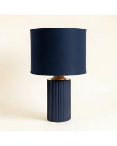 Linden Dale Table Lamp With A Plain Fabric Shade - Navy (synthetic illustration; no displayed measurements)