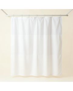 Dawn Arc Shower Curtain Hanging Flat From A Plain Rod (synthetic illustration; no displayed measurements)