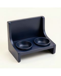 Cliff Falls Pet Feeding Stand With Two Plain Empty Bowls - Navy (synthetic illustration; no displayed measurements)