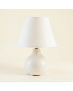 Briar Crest Table Lamp With A Plain Fabric Shade - White (synthetic illustration; no displayed measurements)