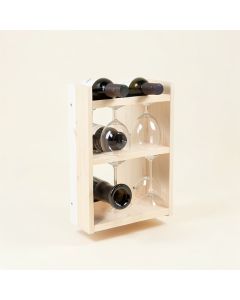 Elitia 3 Bottle Solid Wood Wall Mounted Wine Bottle & Glass Rack (synthetic illustration; no displayed measurements)