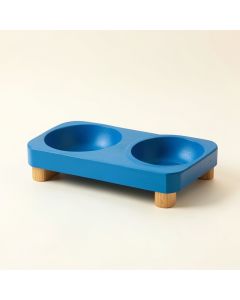 Ridge Branch Pet Feeding Stand With Two Plain Empty Bowls - Blue (synthetic illustration; no displayed measurements)
