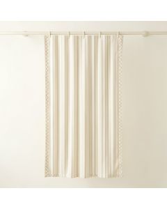 Clay Falls Shower Curtain Hanging Flat From A Plain Rod - Ivory (synthetic illustration; no displayed measurements)