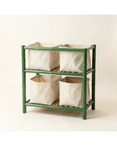 Cedar Arc Laundry Sorting Station With Plain Removable Bags (synthetic illustration; no displayed measurements)