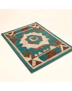 Rabayda Geometric Hand Hooked Teal/Brown/Beige Indoor / Outdoor Area Rug (synthetic illustration; no displayed measurements)