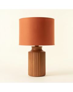 Fern Dale Table Lamp With A Plain Fabric Shade - Terracotta (synthetic illustration; no displayed measurements)
