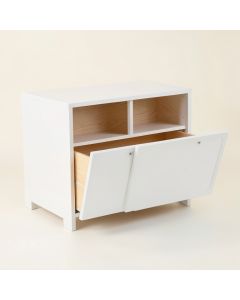 Stone Crest Freestanding Pull-Out Hamper Cabinet - White (synthetic illustration; no displayed measurements)