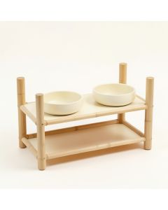 Olive Falls Pet Feeding Stand With Two Plain Empty Bowls - Cream (synthetic illustration; no displayed measurements)