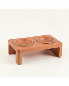 Glen Dell Pet Feeding Stand With Two Plain Empty Bowls - Terracotta (synthetic illustration; no displayed measurements)