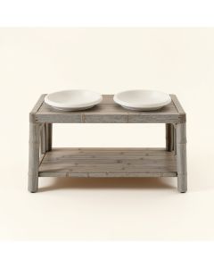Cedar Canyon Pet Feeding Stand With Two Plain Empty Bowls - Gray (synthetic illustration; no displayed measurements)