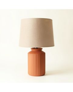 Linden Bridge Table Lamp With A Plain Fabric Shade - Terracotta (synthetic illustration; no displayed measurements)