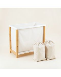 Olive Branch Laundry Sorting Station With Plain Removable Bags - White (synthetic illustration; no displayed measurements)