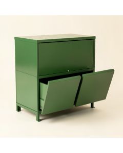 Wren Bluff Freestanding Pull-Out Hamper Cabinet - Green (synthetic illustration; no displayed measurements)