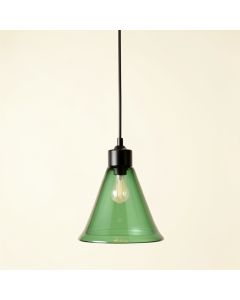Meadow Arc Pendant Light Suspended From One Plain Cable - Green (synthetic illustration; no displayed measurements)