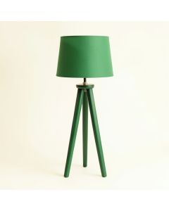 Oak Bend Floor Lamp With A Plain Fabric Shade - Green (synthetic illustration; no displayed measurements)