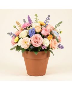 Mixed Floral Arrangement In Pot (synthetic illustration; no displayed measurements)