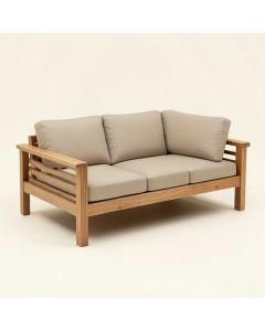 Dowell Premium Grade A Teak Patio Sofa With Cushions (synthetic illustration; no displayed measurements)
