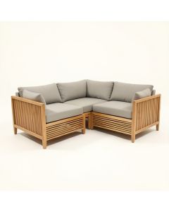 Jalissa Teak Patio Sectional With Cushions (synthetic illustration; no displayed measurements)