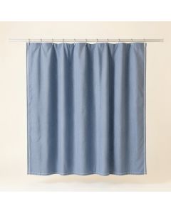Hazel Crest Shower Curtain Hanging Flat From A Plain Rod - Blue (synthetic illustration; no displayed measurements)