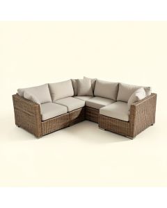 Falmouth 4 Piece Rattan Sectional Seating Group With Cushions (synthetic illustration; no displayed measurements)
