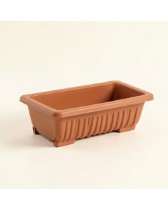 Ash Dale Empty Railing Planter With Integral Brackets - Terracotta (synthetic illustration; no displayed measurements)