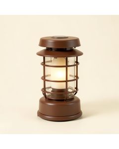 Basket Brown Solar Powered Led Outdoor Lantern With Electric Candle (synthetic illustration; no displayed measurements)