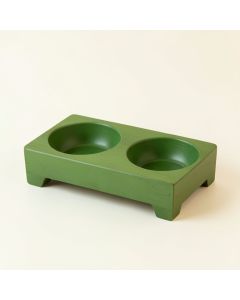 Dune Bridge Pet Feeding Stand With Two Plain Empty Bowls - Green (synthetic illustration; no displayed measurements)