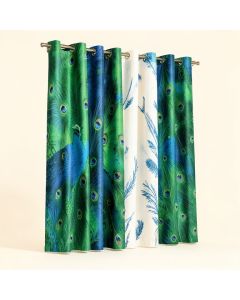 Peacock Abstract Semi-Sheer Curtain Panels (synthetic illustration; no displayed measurements)