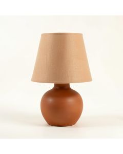 Glen Crest Table Lamp With A Plain Fabric Shade - Terracotta (synthetic illustration; no displayed measurements)