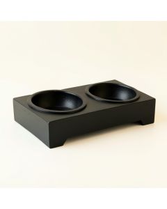 Stone Bend Pet Feeding Stand With Two Plain Empty Bowls - Black (synthetic illustration; no displayed measurements)