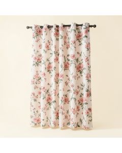 La Petite Hidden Fleur Floral Semi-Sheer Tab Top Curtain Panel (synthetic illustration; no displayed measurements)
