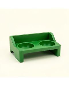 Cliff Canyon Pet Feeding Stand With Two Plain Empty Bowls - Green (synthetic illustration; no displayed measurements)