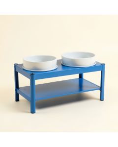Summit Edge Pet Feeding Stand With Two Plain Empty Bowls - Blue (synthetic illustration; no displayed measurements)