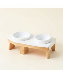 Fern Edge Pet Feeding Stand With Two Plain Empty Bowls - White (synthetic illustration; no displayed measurements)